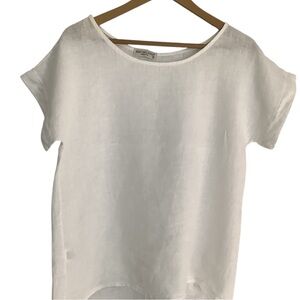 Classic White Linen Short-Sleeve Blouse